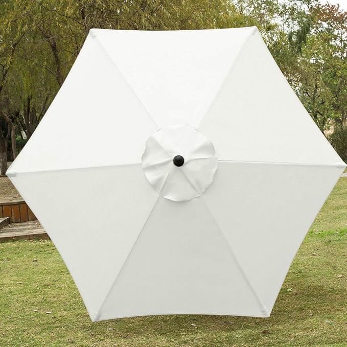 Sunnyglade 7.5' Patio Umbrella Outdoor Table Market Umbrella with Push Button Tilt/Crank, 6 Ribs (Beige) Sunnyglade