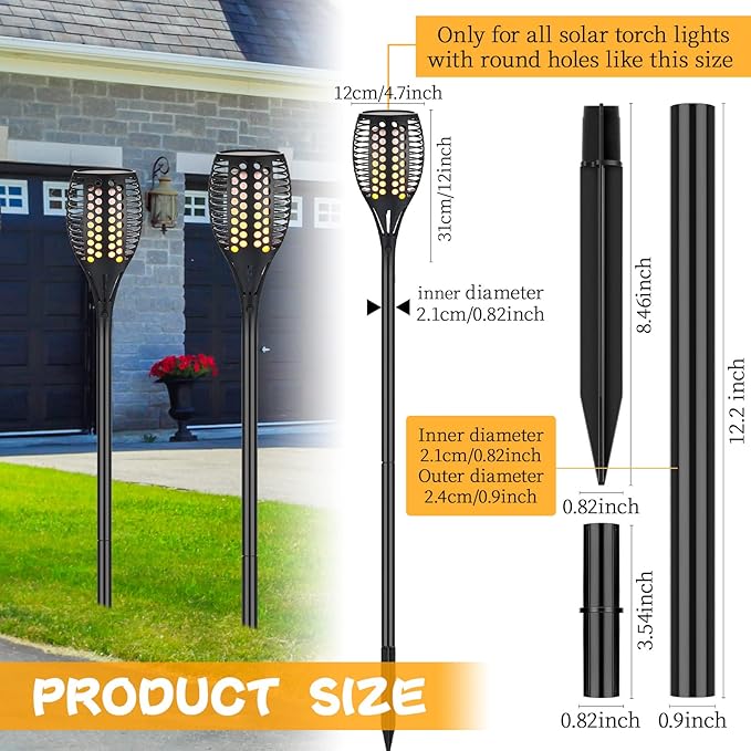 Chunful 8 Kit Solar Light Stakes Replacement Lame Lamp Extension Pole Ground Stake and Joint Connector Kit for Outdoor Garden Backyard(12.2 Inch) Chunful
