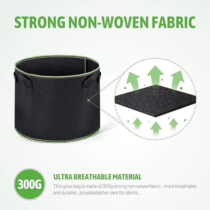 Delxo 10 Pack 20 Gallon Plant Grow Bags Heavy Duty Aeration Fabric Pots Thickened Nonwoven Plant Grow Bags with Handles Delxo