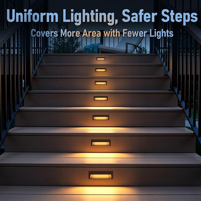 LEONLITE 10.6 Inch 5CCT LED Low Voltage Step Lights, 12–24V AC/DC 6W Surface Mount Ultra-Slim Landscape Stair Lights, IP65 Aluminum Outdoor Lighting for Decks, Hardscapes, Oil Rubbed Bronze, Pack of 3 LEONLITE
