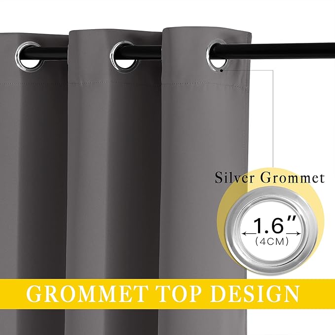 NICETOWN Sliding Door Curtains, Wide Thermal Blackout Patio Door Curtain Panel, Sliding Door Drapes/Draperies with Grommet Top (Gray, W80 x L84) NICETOWN