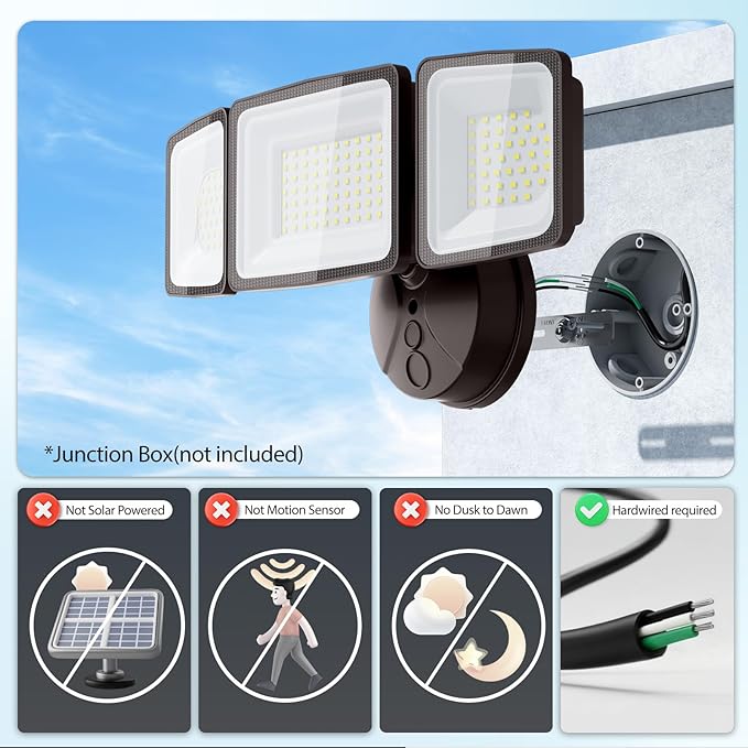 Onforu 130W Flood Lights Outdoor, 13000LM Brightness LED Light Outside, IP65 Waterproof LED Exterior Floodlight with 3 Adjustable Heads, 6500K White Outdoor Security Light for Yard Garage Eave Onforu
