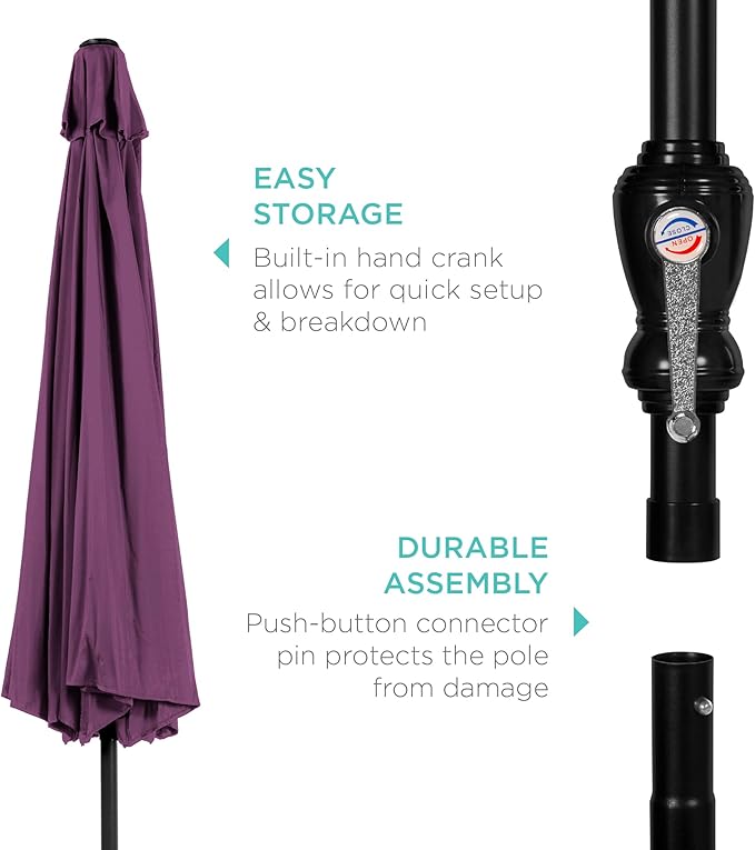 Best Choice Products 10ft Outdoor Table Compatible Steel Polyester Market Patio Umbrella w/Crank and Easy Push Button Tilt BestChoiceProducts