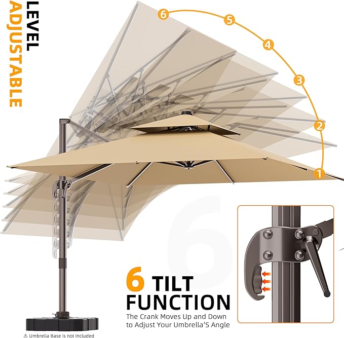 9' X 12' Cantilever Outdoor Patio Umbrellas with Base Included, Large Rectangle Umbrella Heavy Duty 360°Rotation Offset Umbrella for Garden Deck Pool Patio,Brown ORYNTREX