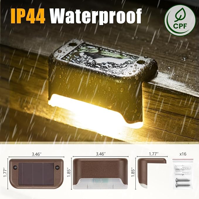 SOLPEX Solar Deck Lights Outdoor, Waterproof Led Lights for Outdoor Stairs, Step, Fence, Yard, Patio, and Pathway(24 Pack Warm White) Solpex