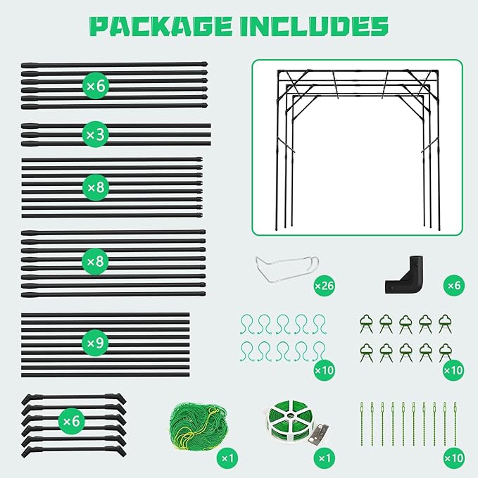 DoCred Tall Garden Arch Trellis for Climbing Plants, 79 Inch Tall Metal Plant Support Trellis Archway for Climbing Vine Vegetable/Fruit/Flower Outdoor Yard Lawn Garden Arch Tunnel Trellis DoCred