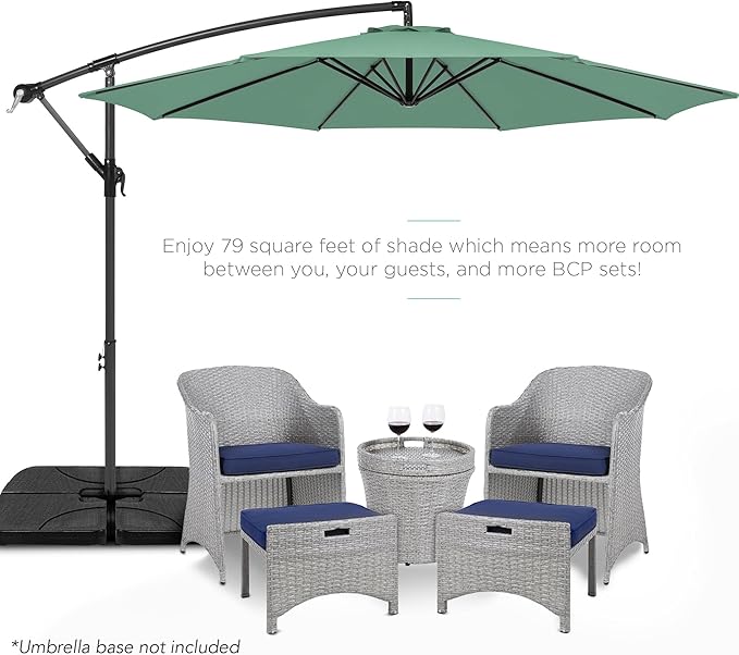 Best Choice Products 10ft Offset Cantilever Hanging Market Patio Umbrella, 8 Sturdy Ribs, Easy Adjustment - Seaglass BestChoiceProducts