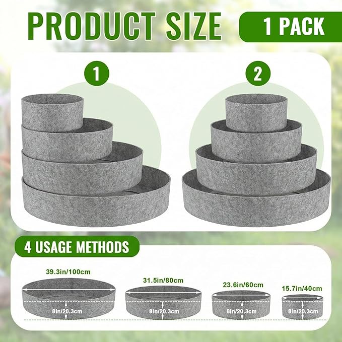 4 Pcs Plant Grow Bags 4 Tiered Strawberry Planter Tower Fabric Raised Garden Beds, 39 Inch Nonwoven Strawberry Pyramid Planter for Vegetables Flower Herbs Gardening Outdoor Growing (Gray) Rootora
