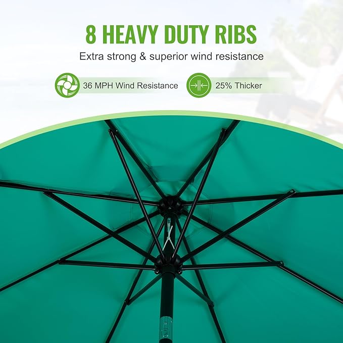Backyard Expressions 9 ft. Patio Umbrella, Market Table Umbrella w/Tilt and Crank, 8 Ribs BackyardExpressions