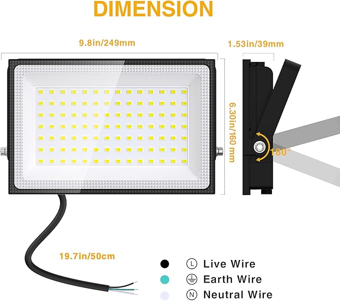 Onforu 80W LED Flood Lights Outdoor,8000LM Super Bright Security Light,6500K Daylight White, Outdoor Floodlight, IP66 Waterproof Outside Floodlights for Garage Yard Garden 2 Pack Onforu
