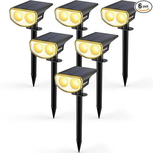 Kyosho Solar Spot Lights Outdoor, IP67 Waterproof 38 LED Solar Powered Landscape Spotlights for Yard, Garden, Driveway, Walkway, Auto On/Off, 3 Modes, 6 Pack Kyosho