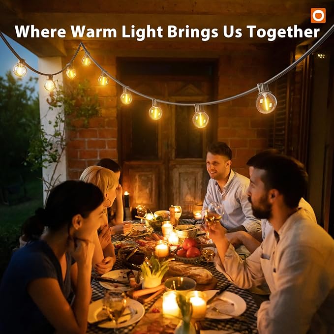 addlon Outdoor String Lights 50FT G40 with Remote, 27 LED Shatterproof Bulbs, Dimmable Patio Globe Lights Waterproof, Hanging Outside Lighting for Backyard, Garden, Deck, Balcony, Porch, Café, Decor addlon