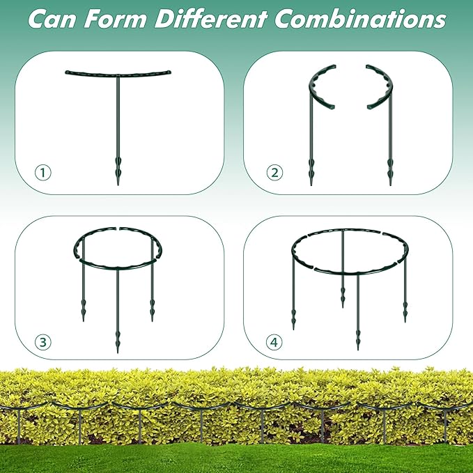 Mwellewm 10 Pack Plant Support Plant Stakes Metal Half Round Search Support Ring Small Plastic Cage Holder Short Stem Flower Pot Climbing Trellis for House Flower Vegetable Indoor Leafy(5.7 x 5.9nch) Mwellewm
