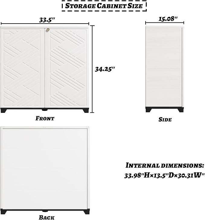 Outdoor/Indoor Storage Box,Resin and Plastic Storage Cabinet Waterproof,Outdoor Cabinet for Patio/Garden/Balcony/Backyard/All Room(NO Shelf-White) Mrosaa