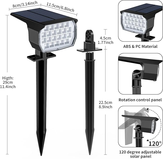 Solar Spot Lights Outdoor Color Changing, [7 Mode/2 Pack] Christmas Landscape Spotlights, Solar Lights Outdoor Waterproof, Solar Led Powered Flood Light for Outside Pathway Yard Garden Walkway WENATY