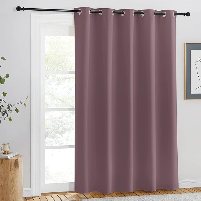 NICETOWN Blackout Dry Rose Curtain for Windows 84 inch Long - Thermal Insulated Solid Grommet Room Darkening Drape Sound Reducing for Bedroom/Living Room (1 Panel, W66 x L84) NICETOWN