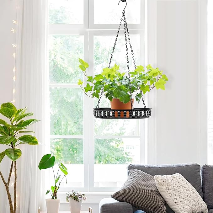 Plant Hanger Indoor Outdoor 3 Pack, Hanging Planter for Indoor Outdoor Plants, Hanging Plant Holder Shelf, Hanging Basket, Decorative Metal Plant Holder PIKAMAO