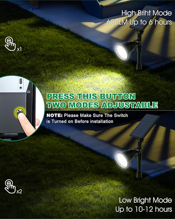 Solar Spot Lights Outdoor, 18 LED Bright Solar Powered Lights Outdoor Waterproof IP65 with 2 Modes Auto On/Off Landspace Flood Light for Flag Pole Palm Tree Sign Statue Garden Yard Patio (2 Pack) OSORD