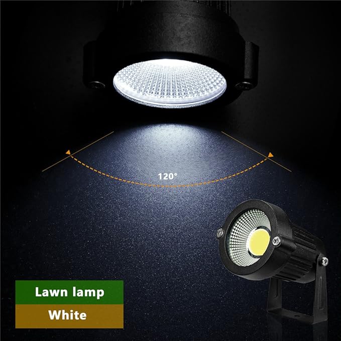 Z Outdoor Landscape LED Lighting 5W Waterproof Graden Lights COB Led Spotlights with Spiked Stand for Lawn Decorative Lamp US 3- Plug 6500K Daylight White Lights (2 Packs) Z