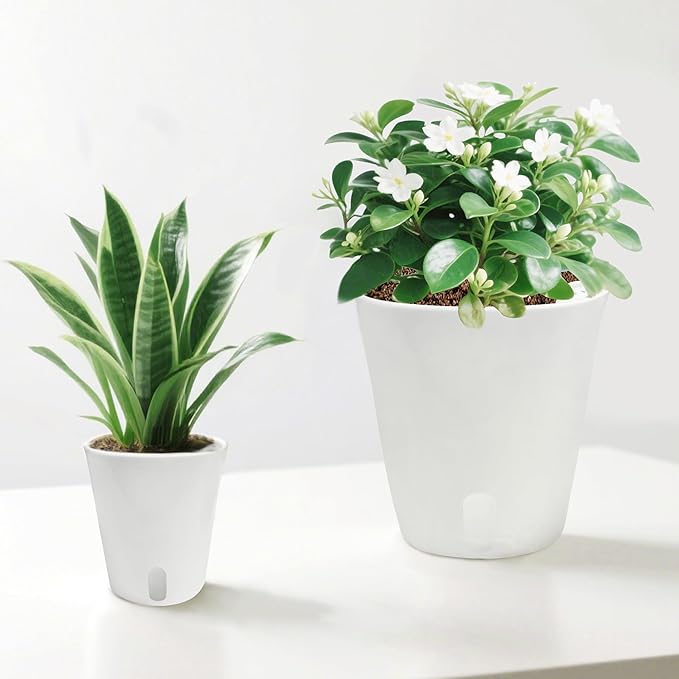 TCBWFY 4 Inch Self Watering Pots for Indoor Plants,8 Sets Self Watering Planter Pots with Visual Water Level Window and Multiple Vents,Self Watering Plant Pot for All House Plants,Flowers,Herbs TCBWFY