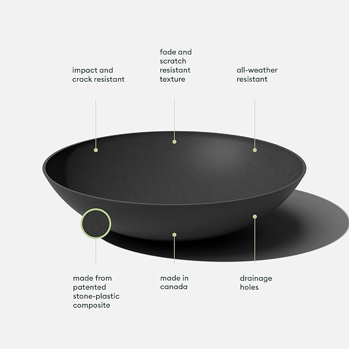 Veradek Mason Series Lane Bowl Planter| for Indoor or Outdoor Tabletops/Gardens |Made from Plastic-Stone Composite with Drainage Holes|Modern Décor for Flowers, Succulents, Small Plants VeradekOutdoor