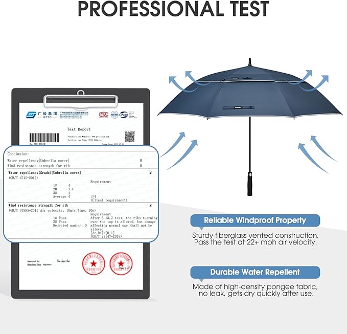 G4Free 47/54/62/68/72 Inch Automatic Open Golf Umbrella Oversize Extra Large Double Canopy Vented Windproof Waterproof Stick Umbrellas G4Free