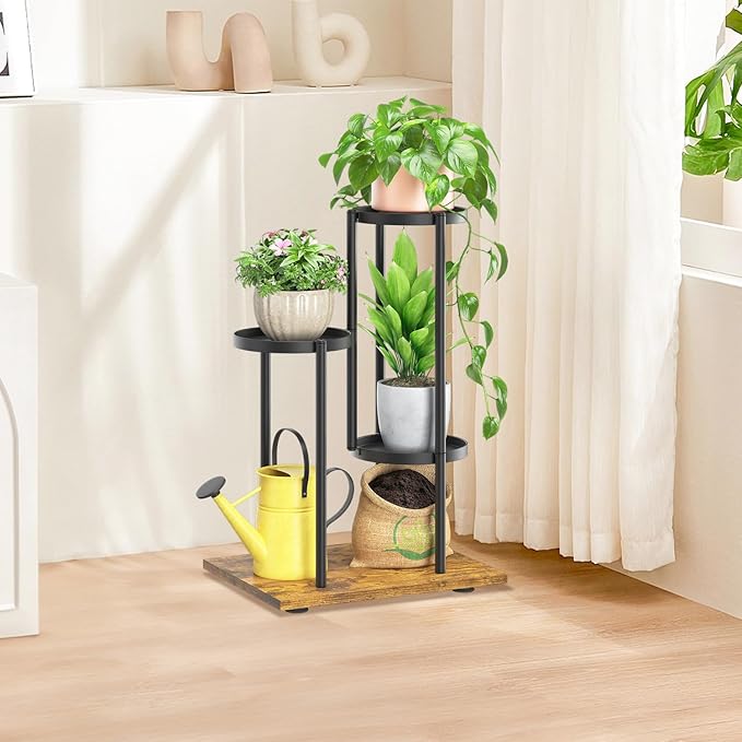 LASZOLA Black 3 Tier Plant Stand Indoor Heavy Duty Metal Planter Flower Holder Rack, Multi Modern Narrow Organizer, Floor Vertical Tower, Spiral Sturdy Decorate for House Bathroom Office Living Room LASZOLA