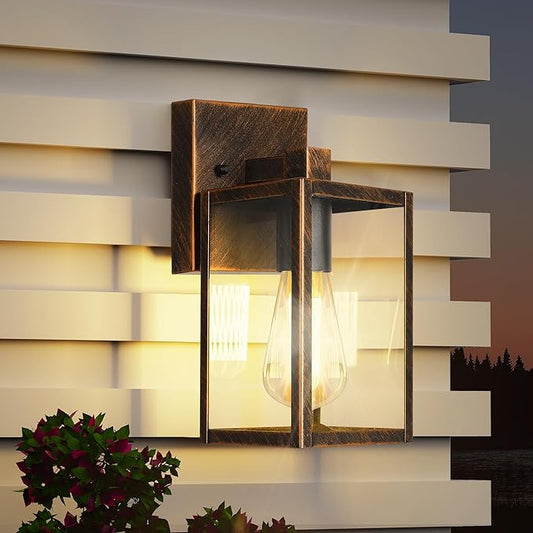 WIHTU Outdoor Lights for House, LED Exterior Front Porch Light Fixtures for Outside, Waterproof Wall Light Outdoor, Sconce Lights for Patio, Garage, Doorway, Entryway (Black Brush Gold) WIHTU