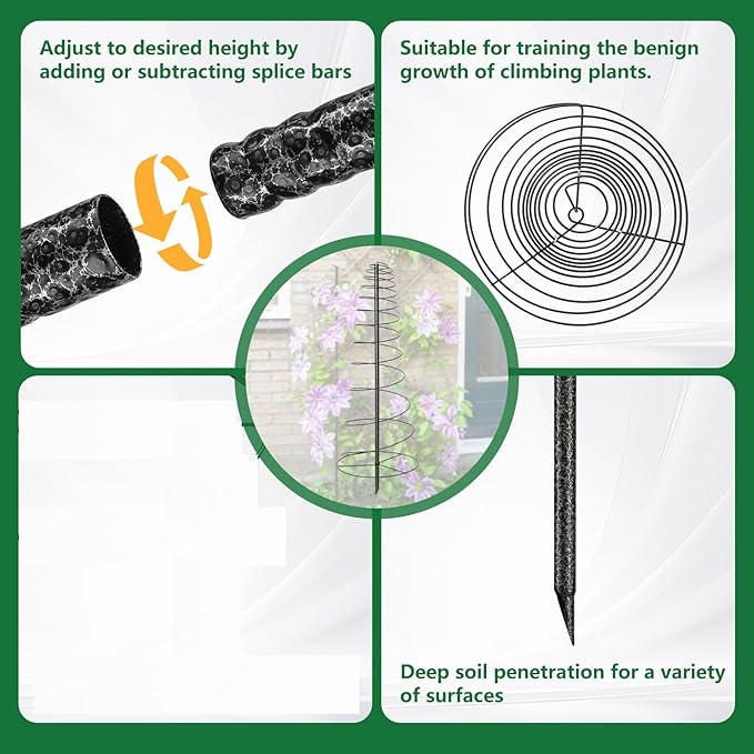 Spiral Trellis for Climbing Plants Outdoor, 45 Inch Tall Heavy Duty Metal Garden Tower, Decorative Plant Support with Anti-Tip Stake,Rustproof for Clematis Pole Beans Cucumber Berry Vines Pots,1 Pack EUIJOIP