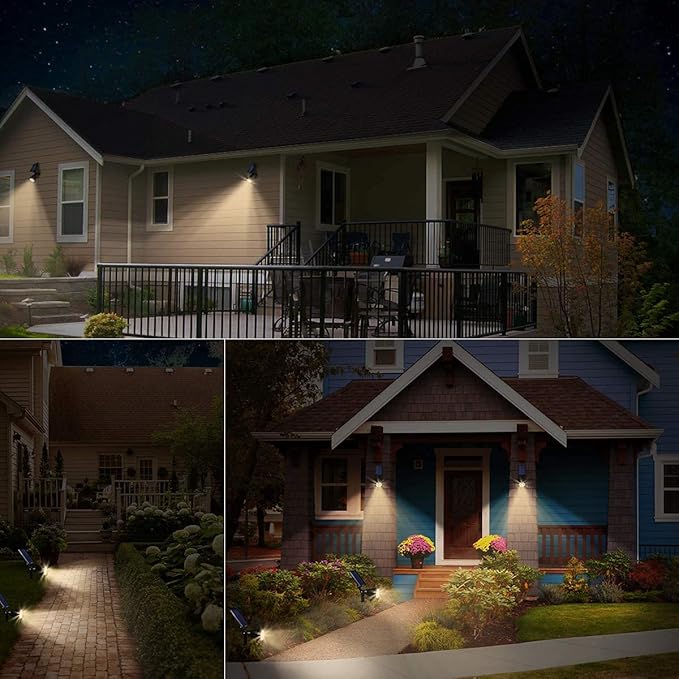 URPOWER Solar Lights Waterproof Solar Lights Outdoor 2-in-1 Adjustable Solar Spotlight Wall Light Auto On/Off Solar-Powered Landscape Lighting for Garden Yard Pathway Swimming Pool (4Pack, Warm White) URPOWER