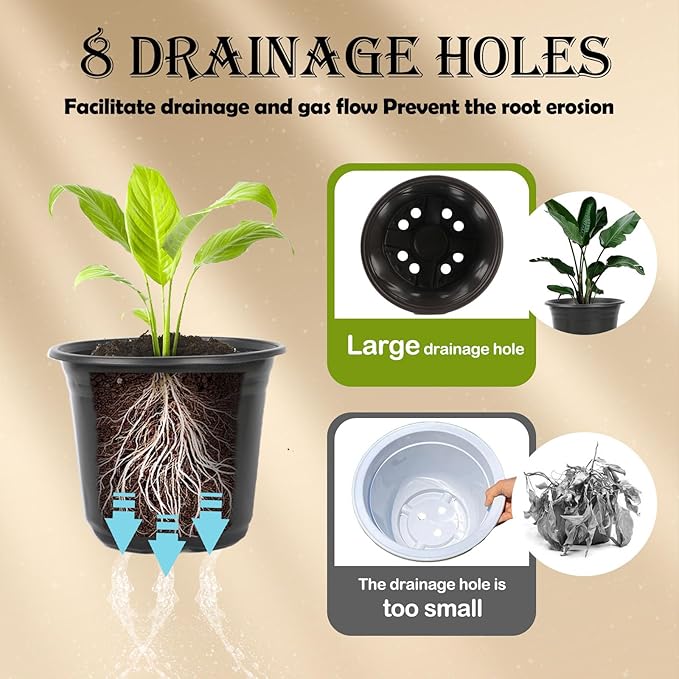 100 Packs Nursery Pots,3 Inches Plastic Nursery Pots for Plants with Drainage Holes, Seed Starting Garden Pots of Flower Plant Container for Succulents, Cuttings, Transplanting (100, 3 Inch) TAQIXI