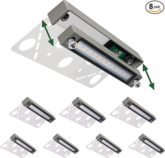 GKOLED 8Pack 6.8 Inch LED Low Voltage Hardscape Lighting, Outdoor Paver Lights, Retaining Wall Lights, Light Module Replaceable, Landscape Step Lights, Die-cast Aluminum Housing, 2700K Gray GKOLED