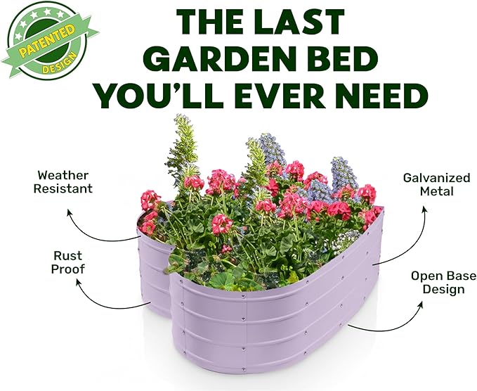 Plant & Plot Galvanized Raised Garden Beds Outdoor // Planter Raised Beds for Gardening, Vegetables, Flowers // Large Metal Garden Box (Lavender) // Tool-Free Assembly PlantPlot