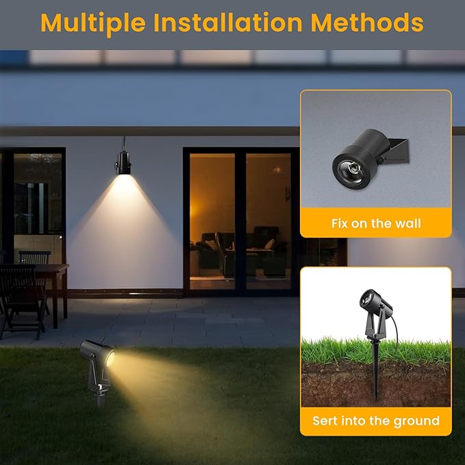 Low Voltage Landscape Lighting,8 Pack Outdoor LED Landscape Spotlights with Transformer 27V Garden Lights Pathway Lights IP65 Waterproof 3000K Warm White Pogestrand
