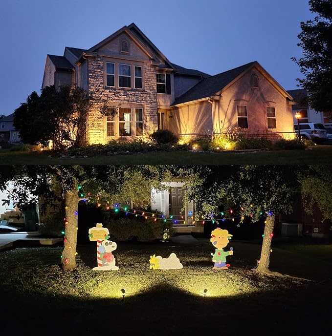 TOVEENEN LED Outdoor Landscape Spotlight 120V 12W Waterproof Spot Lights for Yard House Garden Christmas Lighting, Warm White 3000K, 4 Pack TOVEENEN