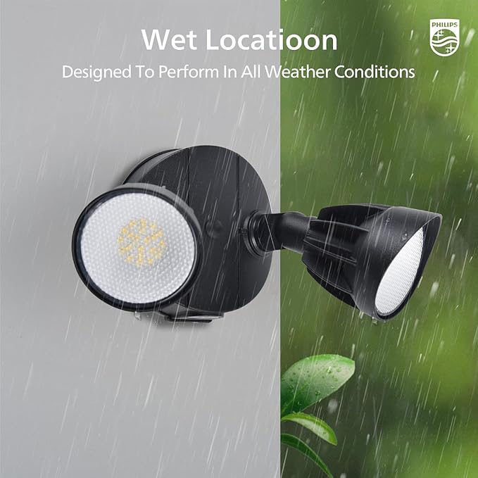 Philips Dusk to Dawn 44W 3500LM LED Security Flood Lights Outdoor, 5000K Daylight, Wet Location, Dual Adjustable Heads Aluminum Wall Light for Yard Garage Porch PhilipsLightingLED