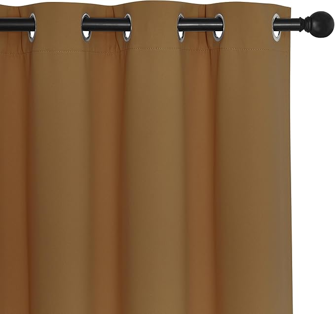NICETOWN Bedroom Curtain Room Darkening Drapery 102 inches Length - Home Fashion Thermal Insulated Grommet Room Darkening Curtain for Living Room (Gold Brown, 1 Panel, 52 x 102 inches) NICETOWN