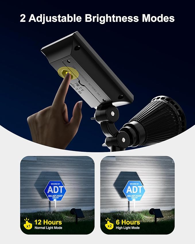 Solar Spot Lights Outdoor Waterproof for Flag, Palm Tree, Pole, Sign, Statue, Mailbox, Bright LED Outside Landscape Flood Spotlights for Accent Uplighting Yard, Garden, House, Backyard, Patio FALOVE
