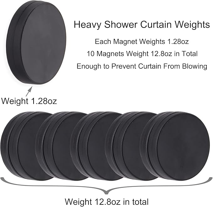 Magnetic Shower Curtain Weights, Rubber Covered Heavy Duty Weights, Prevent Curtain Liner from Blowing Around, Work for Drapery, Tablecloth, Flag, Outdoor Curtain 4 Pairs(Pack of 8) LEVOSHUA