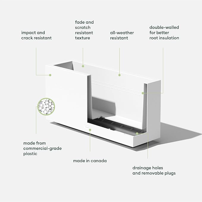 Veradek Block Series Long Box Planter - Large Rectangular Planter for Indoor or Outdoor Patio/Porch | Durable All-Weather Use with Drainage Holes | Modern Décor for Tall Plants, Flowers or Shrubs VeradekOutdoor