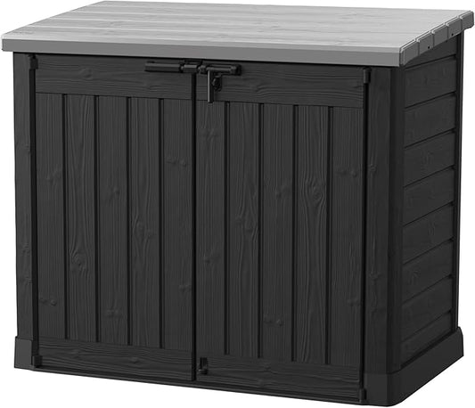 Keter Store-It-Out Prime XL 4.75 x 2.6 Foot Resin Outdoor Storage Shed with Double Doors and Easy Lift Hinges, Perfect for Trash Cans, Garden and Yard Tools, and Pool Toys, Black Keter