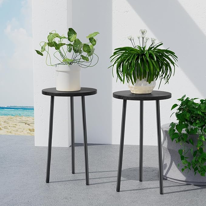 Plant Stand Indoor Outdoor: 2 Pack Indoor Plant Stand 20'' Convertible Multi-purpose Holder - Mid Century Modern Decor - Tall Plant Table for Living Room/Balcony/Garden/Patio SAKSUNFORYOU