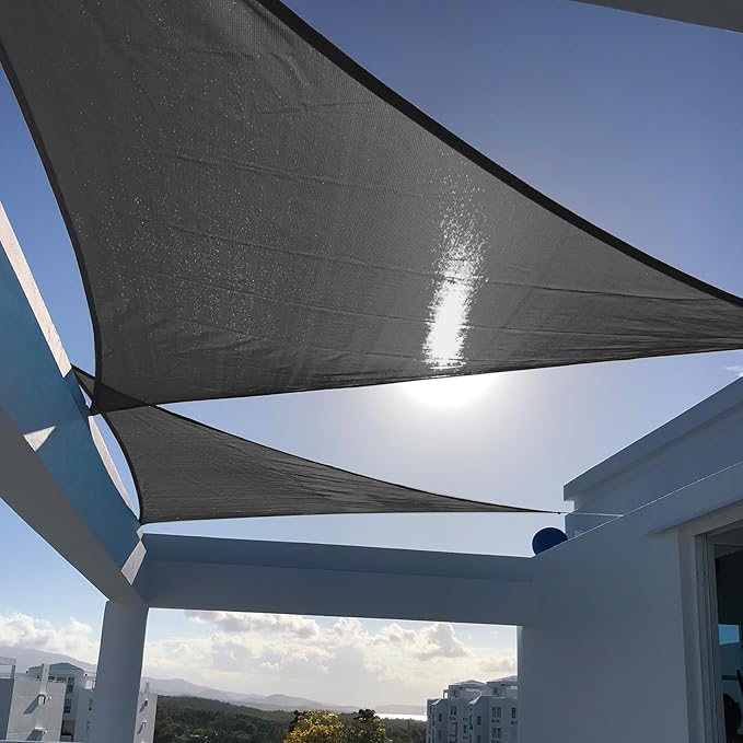 SUNNY GUARD Custom Size 10'x12'x15.6' Graphite Grey Sun Shade Sail Triangle UV Block Shade for Backyard Yard Patio Deck Garden(Customized) SUNNYGUARD