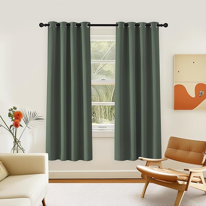 NICETOWN Room Darkening Curtain for Living Room - Energy Saving Thermal Insulated Grommet Room Darkening Curtain/Drape for Bedroom (1 Panel, 46 by 72, Dark Mallard) NICETOWN