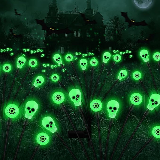 Solar Halloween Lights Outdoor,Halloween Decorations Outdoor, Scary Eyeball Lights,2PACKS 16LED,IP65 Waterproof, Decor for Garden/Yard/Patio/Lawn/Pathway(Green) Rootora