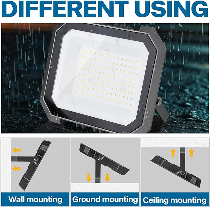1 Pack LED Flood Lights Outdoor, 100W 10000LM Super Bright Floodlight Outside Work Light with 5.9FT Plug, IP65 Waterproof 6000K Outdoor LED Flood Light for Garage, Yard, Lawn, Garden LEDDICTIVE