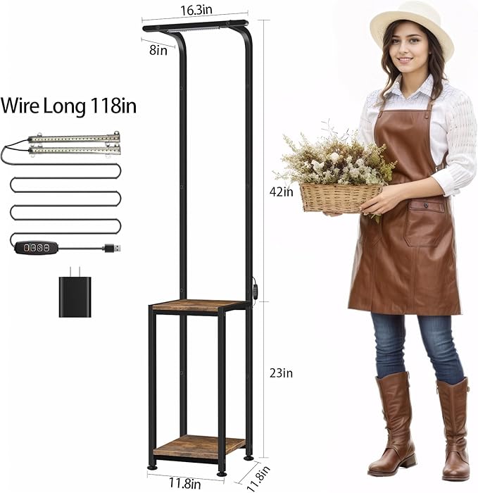 Plant Stand Indoor with Grow Lights, Hanging Plant Stand Plant Shelf Indoor, 65'' Tall Plant Stands Plant Holders for Indoor Plants, Living Room, Bedroom, Balcony Rootora