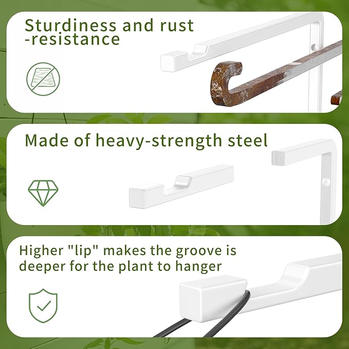 Plant Hangers Outdoor Indoor, 4 Pack 8" Plant Hooks for Hanging Bird Feeder Flower Basket Wind Chime Solar Lantern, Wall-Mounted Decorative Hook, Heavy Duty Rust-proof Steel Bracket for Hanging Plants GintongUwak