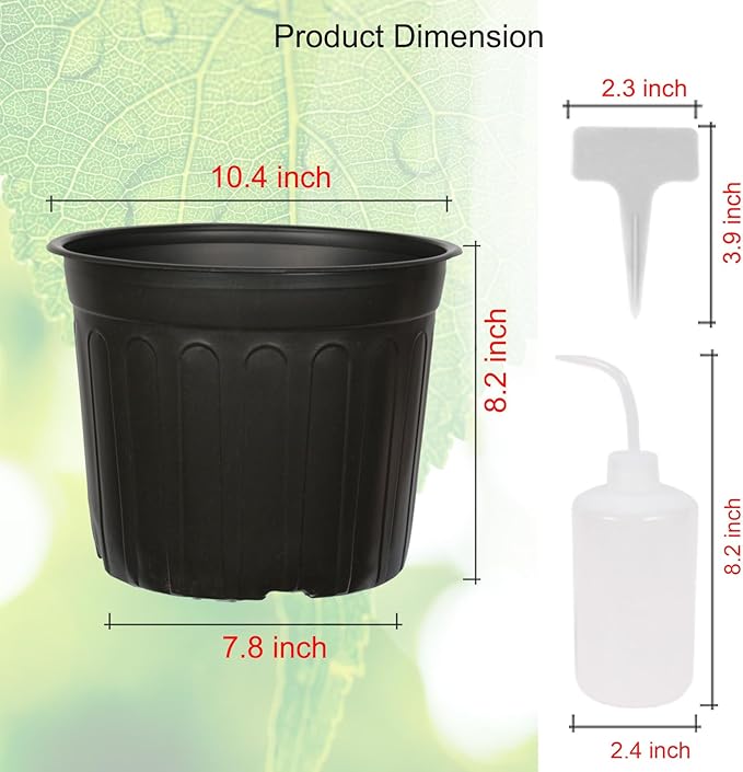 24-Pack 3 Gallon Flexible Plastic Plant Pots with 30Pcs Plant Labels,Thickened Soft Seed Starting Container for Indoor Outdoor Plants, Seedlings, Vegetables, Succulents and Cuttings Niiiice