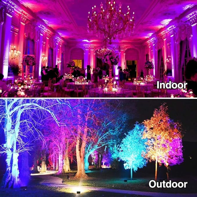 MELPO Led Flood Light 500W Equivalent, RGBW Led Outdoor Lights Colored Floodlight with Remote,50W,5000ML 2700K,120 Colors, Timing, Dimmable, Custom Modes, Landscape Lighting (4 Pack) MELPO